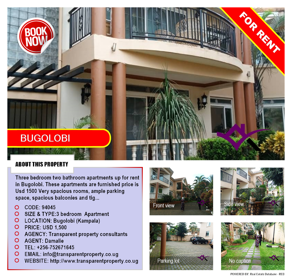 3 bedroom Apartment  for rent in Bugoloobi Kampala Uganda, code: 94045