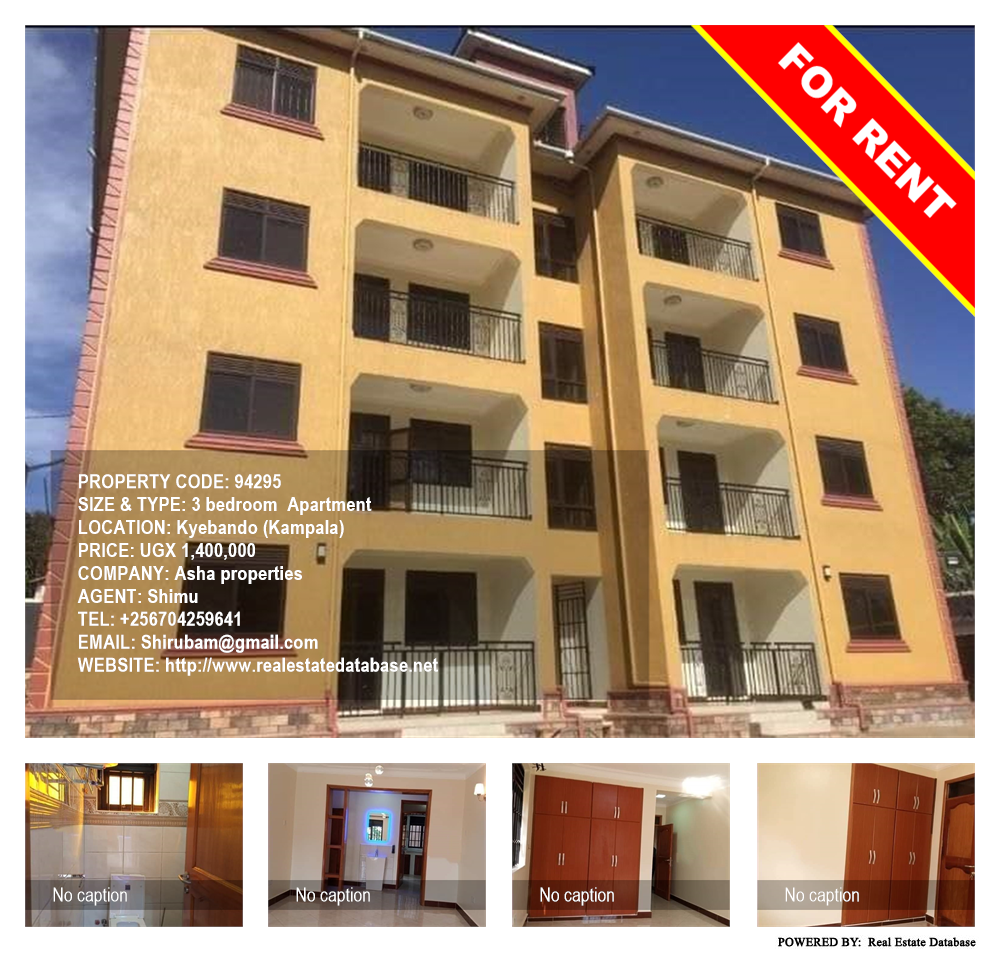 3 bedroom Apartment  for rent in Kyebando Kampala Uganda, code: 94295