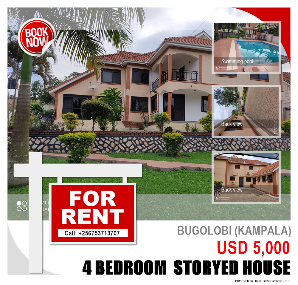 4 bedroom Storeyed house  for rent in Bugoloobi Kampala Uganda, code: 94314