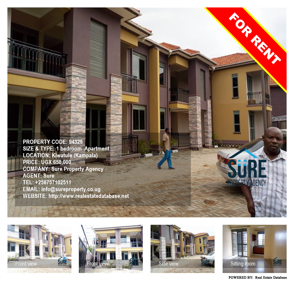 1 bedroom Apartment  for rent in Kiwaatule Kampala Uganda, code: 94326