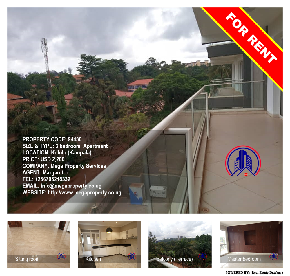 3 bedroom Apartment  for rent in Kololo Kampala Uganda, code: 94430