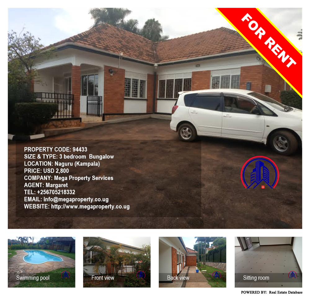 3 bedroom Bungalow  for rent in Naguru Kampala Uganda, code: 94433