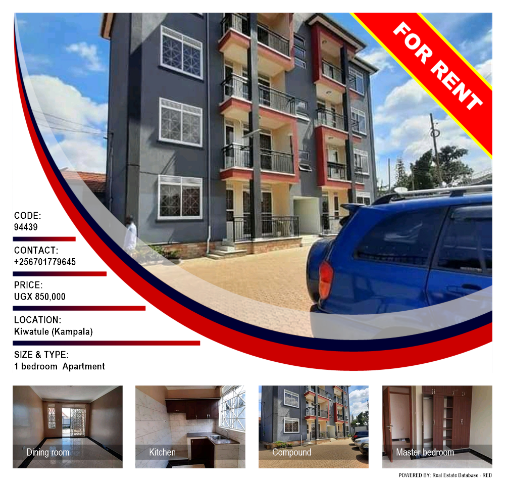 1 bedroom Apartment  for rent in Kiwaatule Kampala Uganda, code: 94439