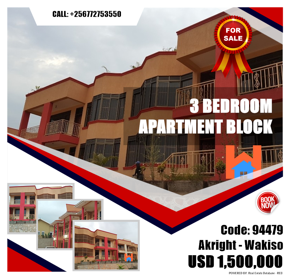 3 bedroom Apartment block  for sale in Akright Wakiso Uganda, code: 94479