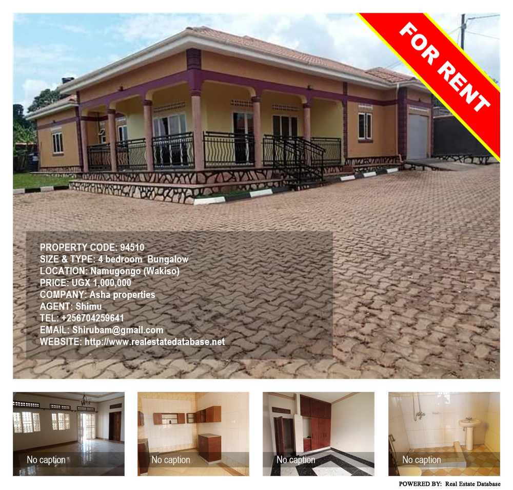 4 bedroom Bungalow  for rent in Namugongo Wakiso Uganda, code: 94510