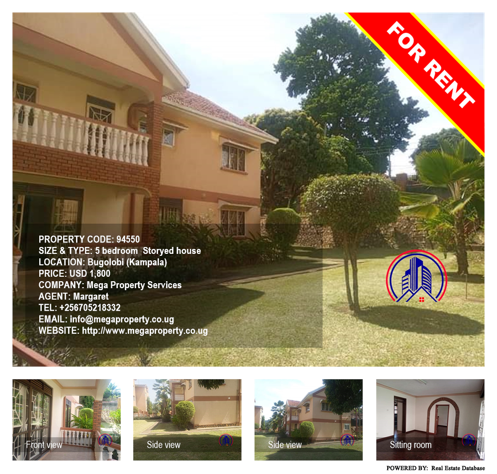 5 bedroom Storeyed house  for rent in Bugoloobi Kampala Uganda, code: 94550