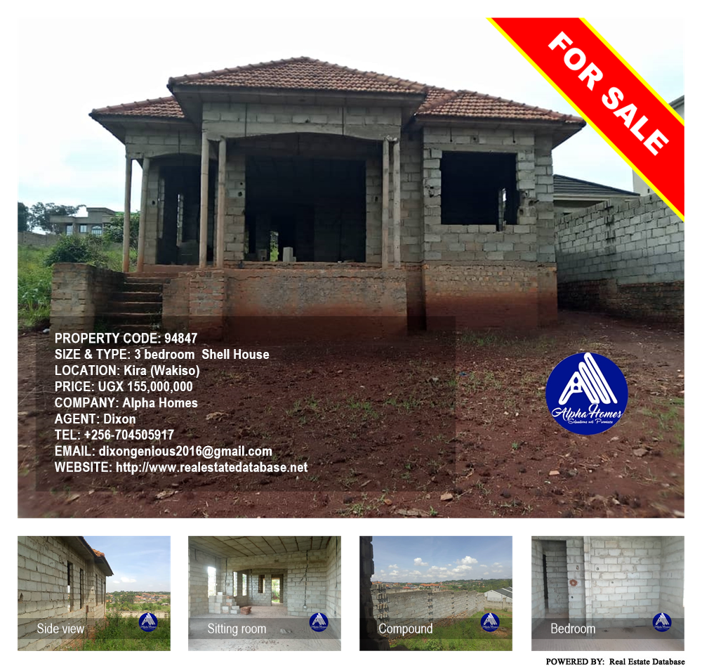 3 bedroom Shell House  for sale in Kira Wakiso Uganda, code: 94847