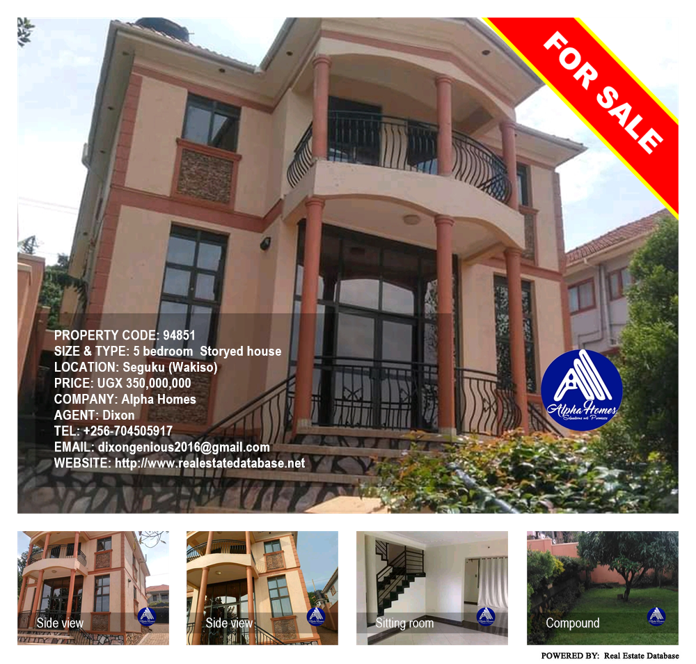 5 bedroom Storeyed house  for sale in Seguku Wakiso Uganda, code: 94851