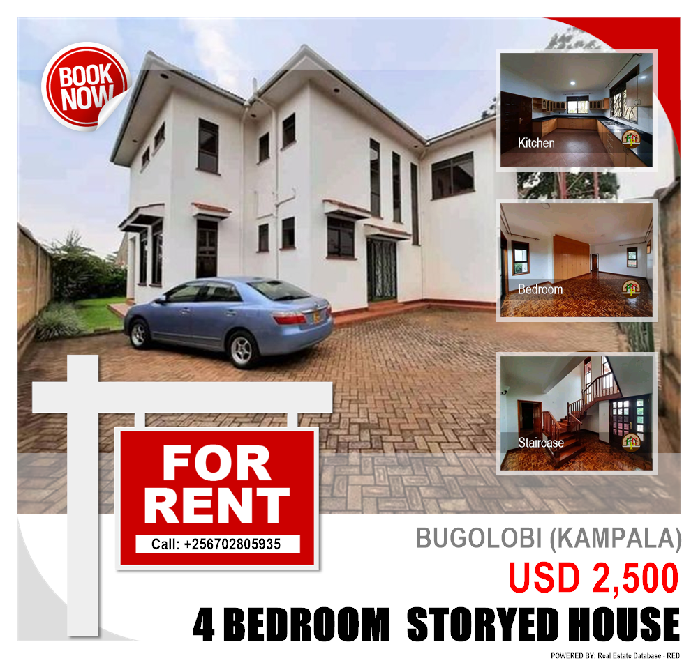 4 bedroom Storeyed house  for rent in Bugoloobi Kampala Uganda, code: 94912