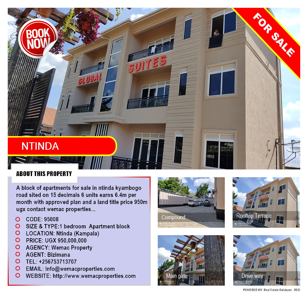 1 bedroom Apartment block  for sale in Ntinda Kampala Uganda, code: 95008