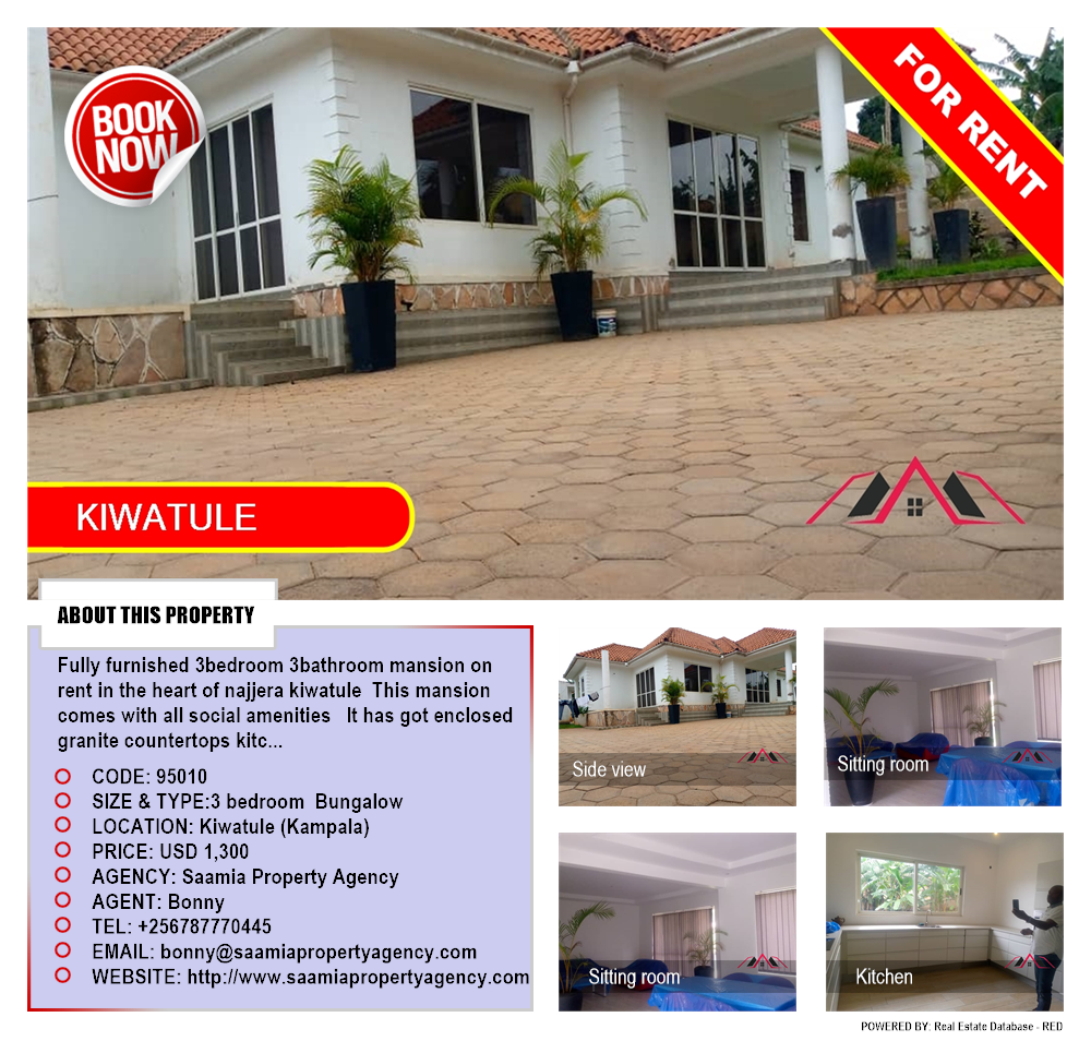 3 bedroom Bungalow  for rent in Kiwaatule Kampala Uganda, code: 95010