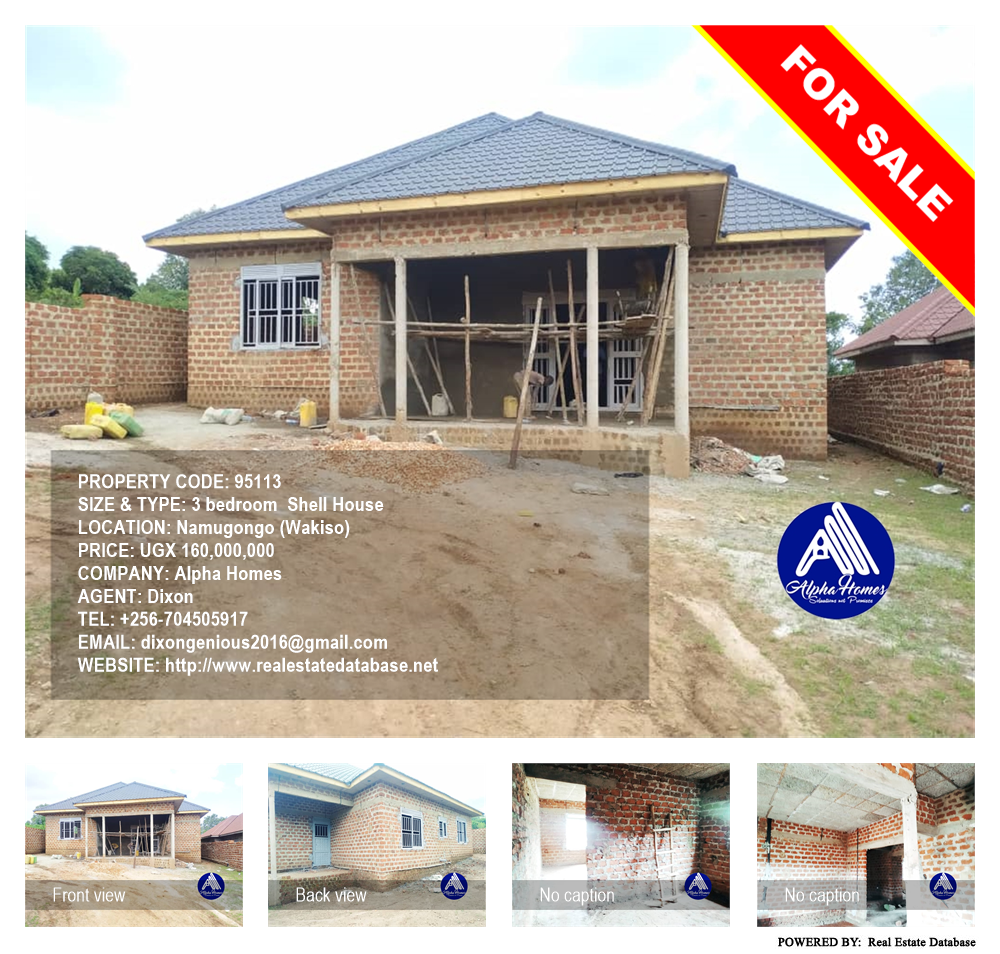 3 bedroom Shell House  for sale in Namugongo Wakiso Uganda, code: 95113