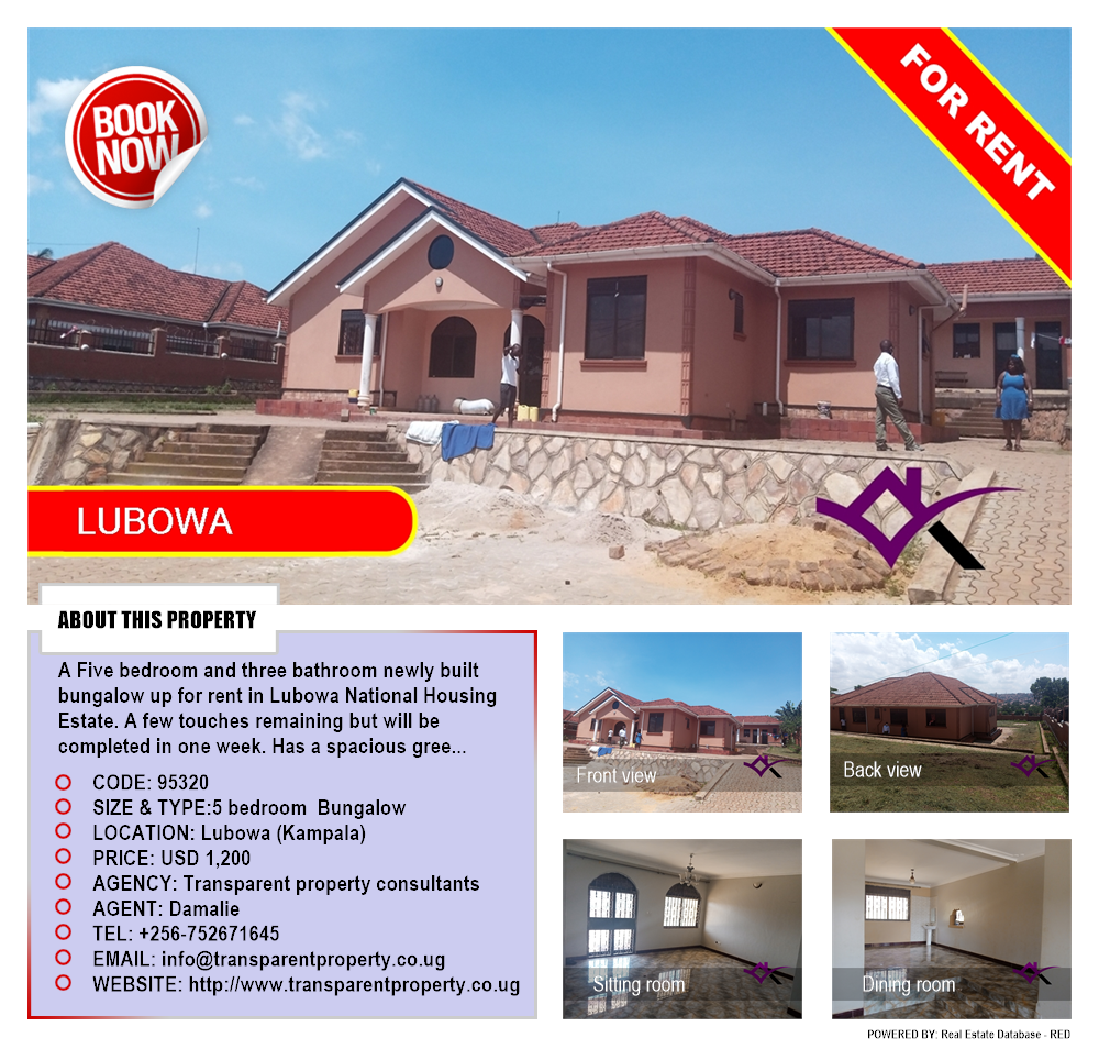 5 bedroom Bungalow  for rent in Lubowa Kampala Uganda, code: 95320