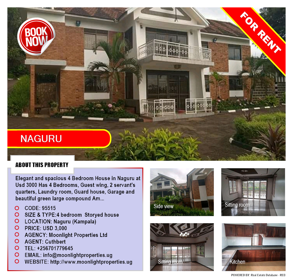 4 bedroom Storeyed house  for rent in Naguru Kampala Uganda, code: 95515