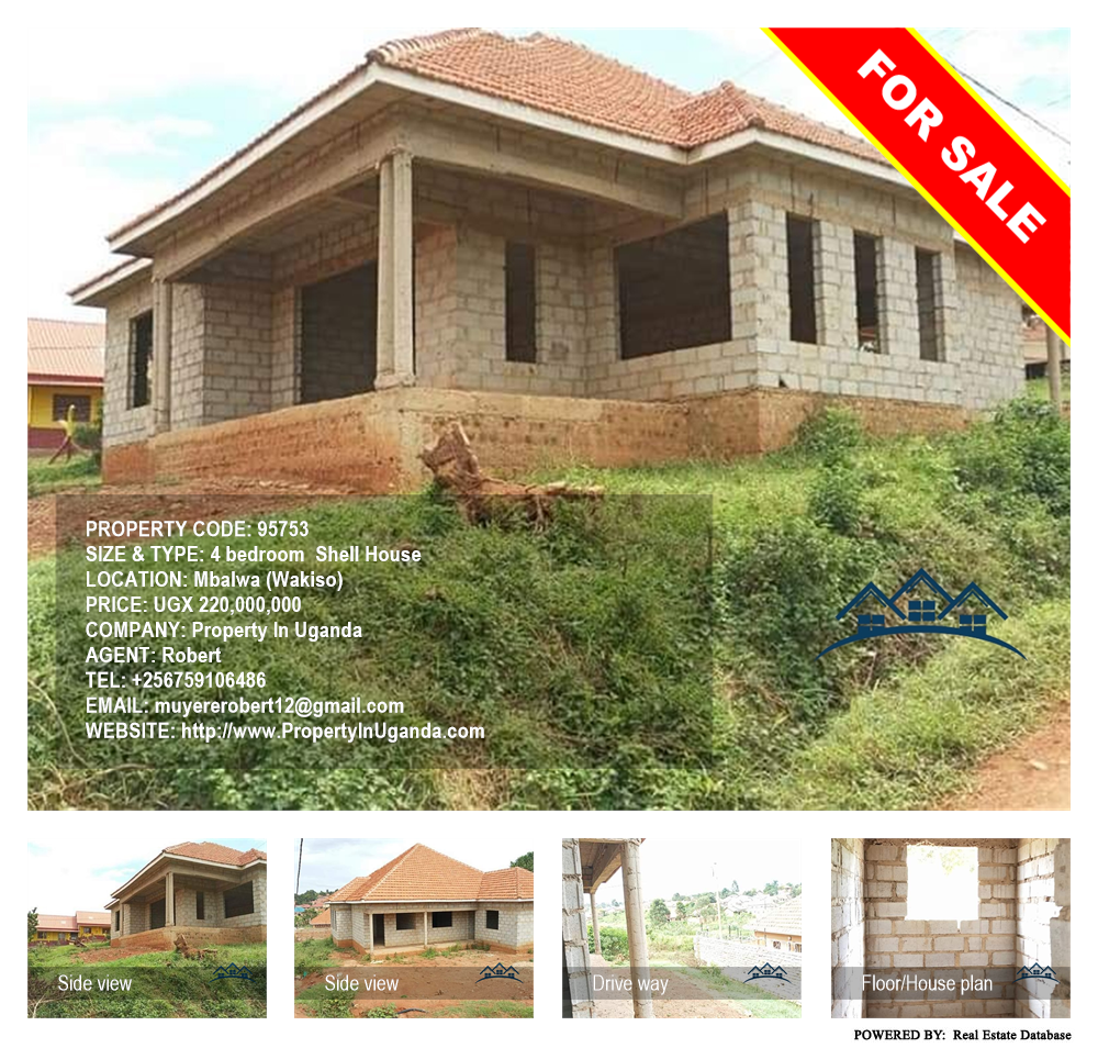 4 bedroom Shell House  for sale in Mbalwa Wakiso Uganda, code: 95753