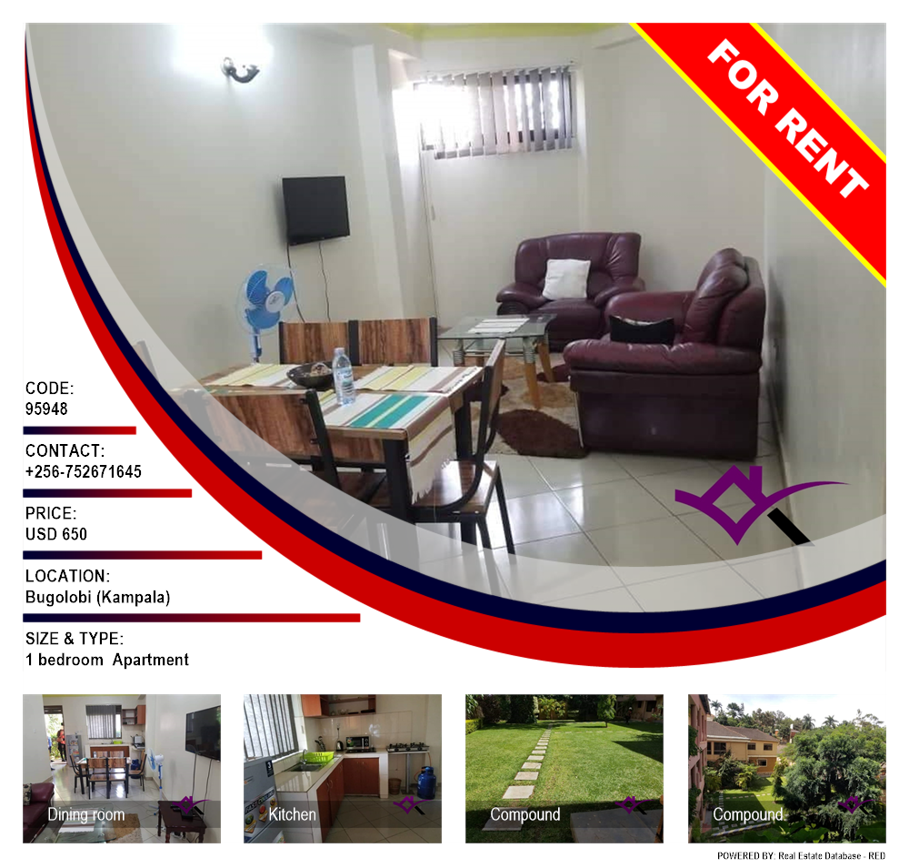 1 bedroom Apartment  for rent in Bugoloobi Kampala Uganda, code: 95948