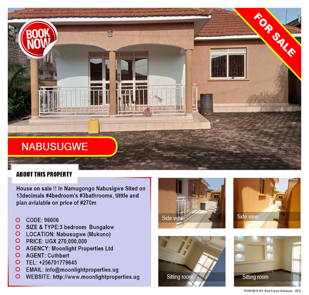 3 bedroom Bungalow  for sale in Nabusugwe Mukono Uganda, code: 96006