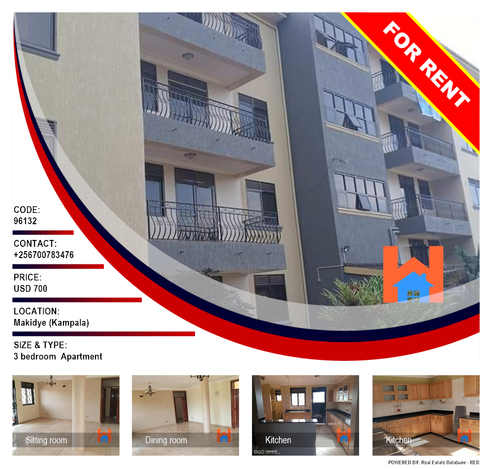 3 bedroom Apartment  for rent in Makindye Kampala Uganda, code: 96132