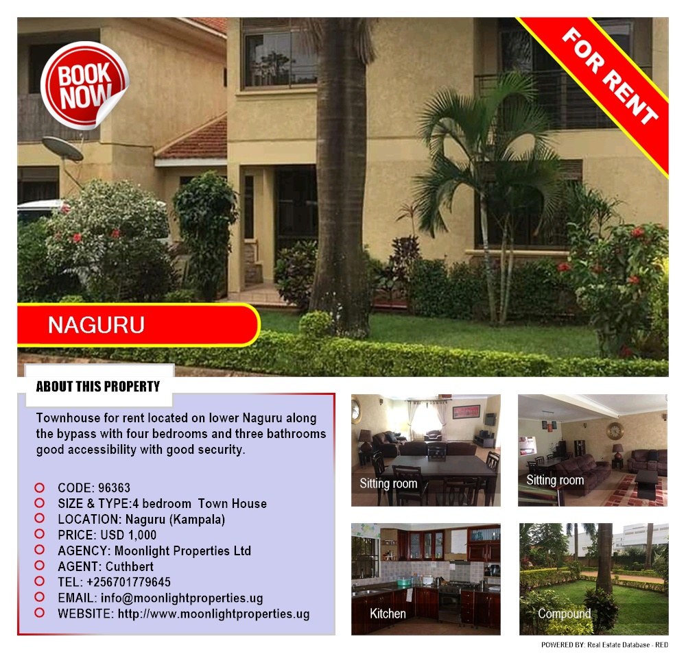 4 bedroom Town House  for rent in Naguru Kampala Uganda, code: 96363