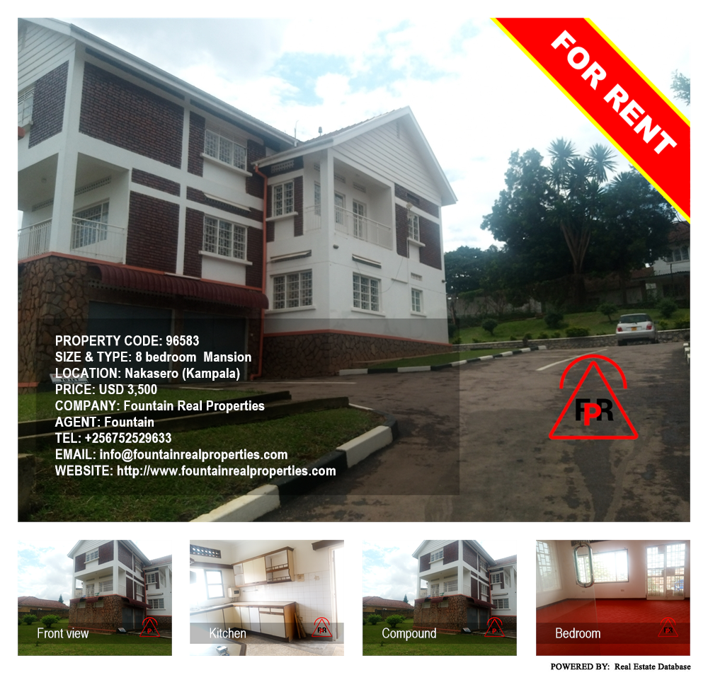 8 bedroom Mansion  for rent in Nakasero Kampala Uganda, code: 96583