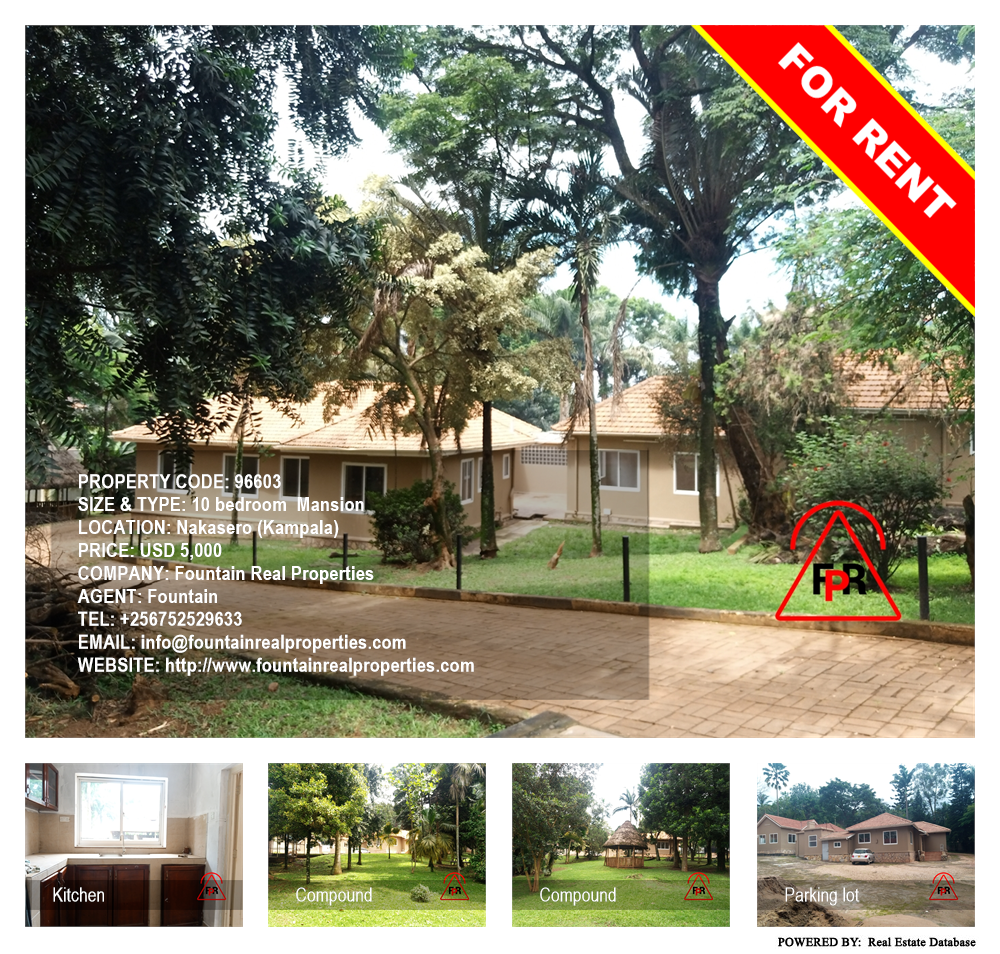 10 bedroom Mansion  for rent in Nakasero Kampala Uganda, code: 96603