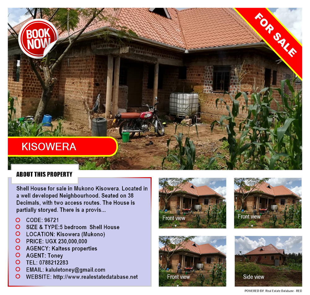 5 bedroom Shell House  for sale in Kisowela Mukono Uganda, code: 96721