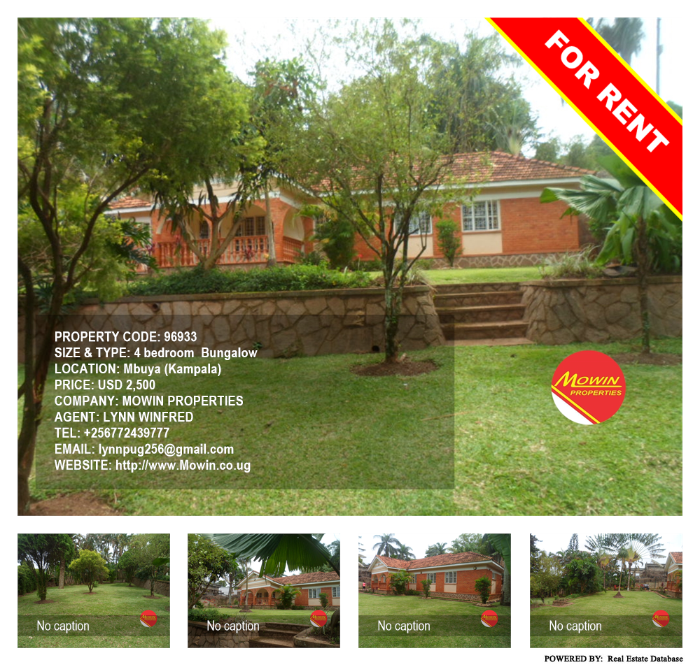 4 bedroom Bungalow  for rent in Mbuya Kampala Uganda, code: 96933