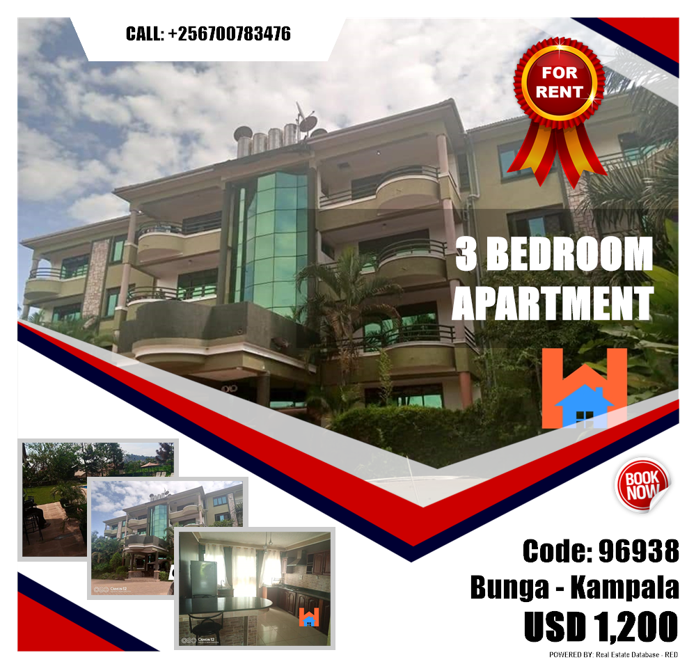 3 bedroom Apartment  for rent in Bbunga Kampala Uganda, code: 96938