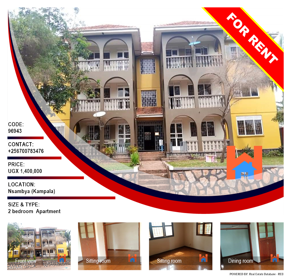 2 bedroom Apartment  for rent in Nsambya Kampala Uganda, code: 96943