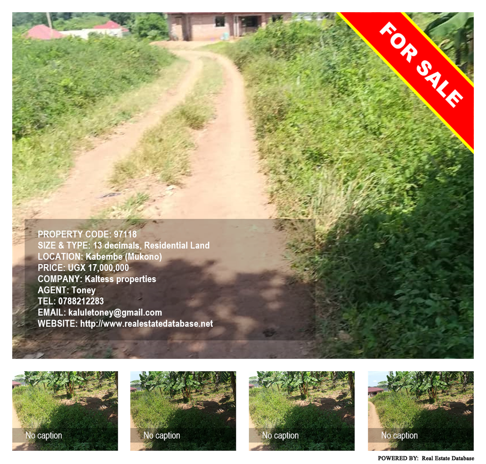 Residential Land  for sale in Kabembe Mukono Uganda, code: 97118