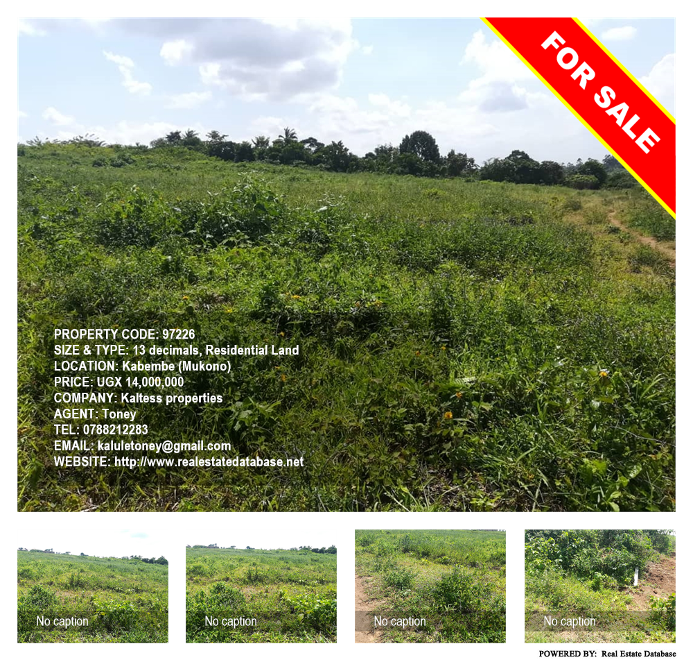 Residential Land  for sale in Kabembe Mukono Uganda, code: 97226