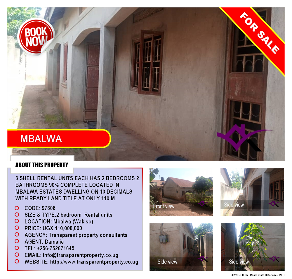 2 bedroom Rental units  for sale in Mbalwa Wakiso Uganda, code: 97808