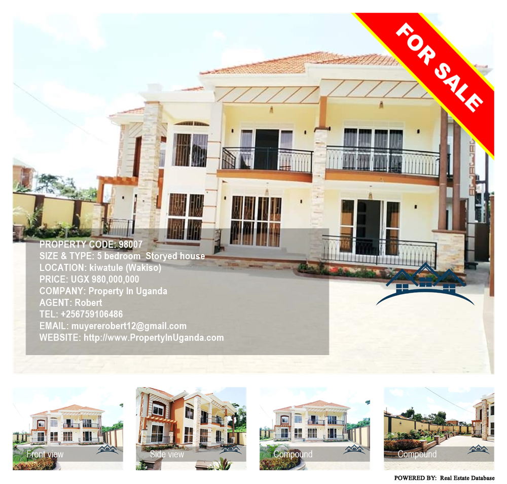 5 bedroom Storeyed house  for sale in Kiwaatule Wakiso Uganda, code: 98007