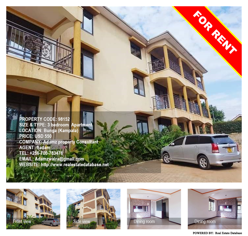 3 bedroom Apartment  for rent in Bbunga Kampala Uganda, code: 98152