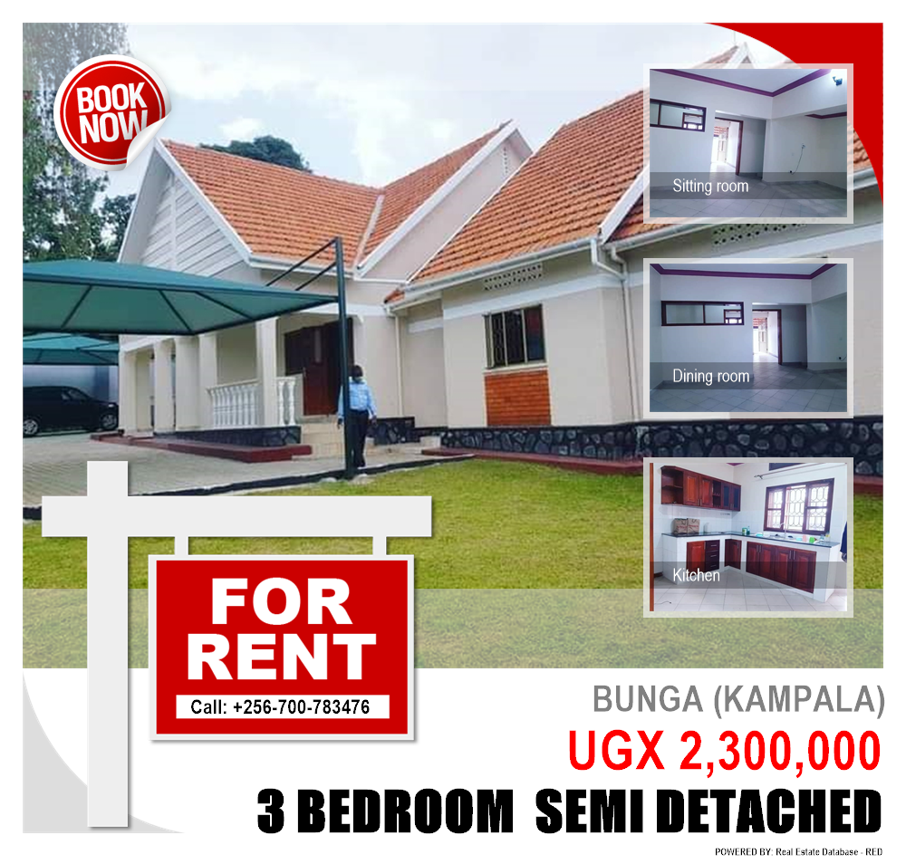 3 bedroom Semi Detached  for rent in Bbunga Kampala Uganda, code: 98284