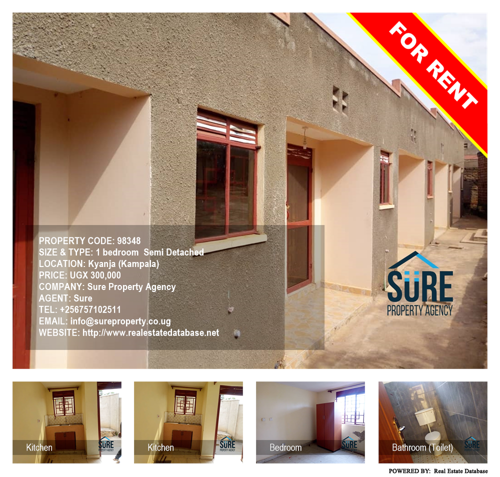 1 bedroom Semi Detached  for rent in Kyanja Kampala Uganda, code: 98348