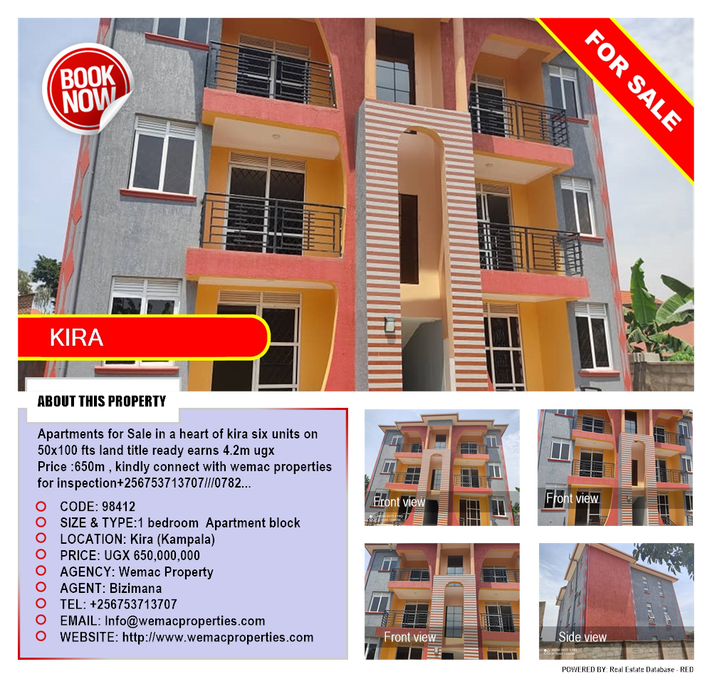 1 bedroom Apartment block  for sale in Kira Kampala Uganda, code: 98412