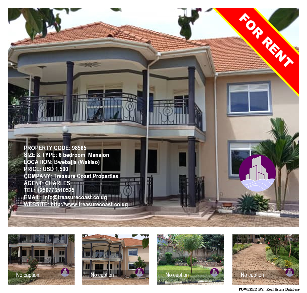 6 bedroom Mansion  for rent in Bwebajja Wakiso Uganda, code: 98565