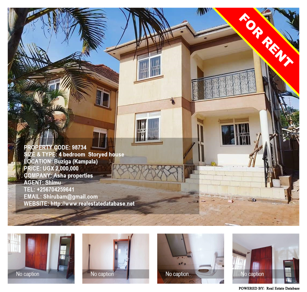 4 bedroom Storeyed house  for rent in Buziga Kampala Uganda, code: 98734