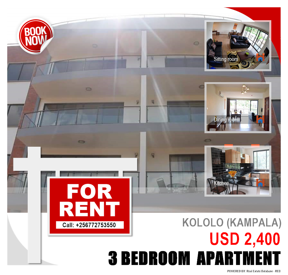 3 bedroom Apartment  for rent in Kololo Kampala Uganda, code: 98789