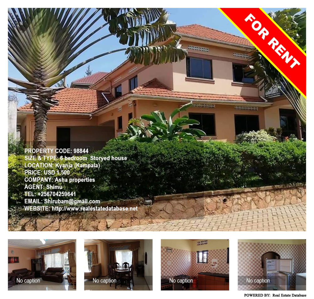 6 bedroom Storeyed house  for rent in Kyanja Kampala Uganda, code: 98844