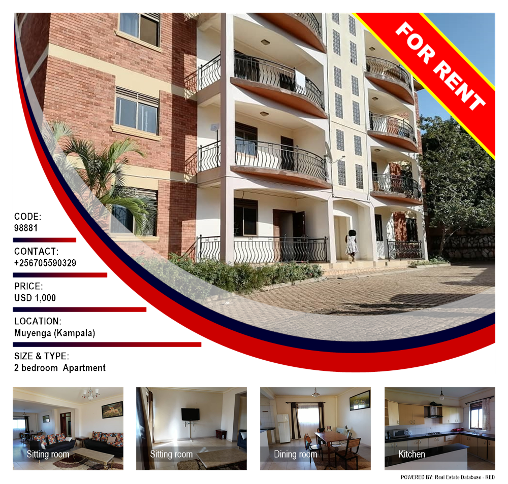 2 bedroom Apartment  for rent in Muyenga Kampala Uganda, code: 98881