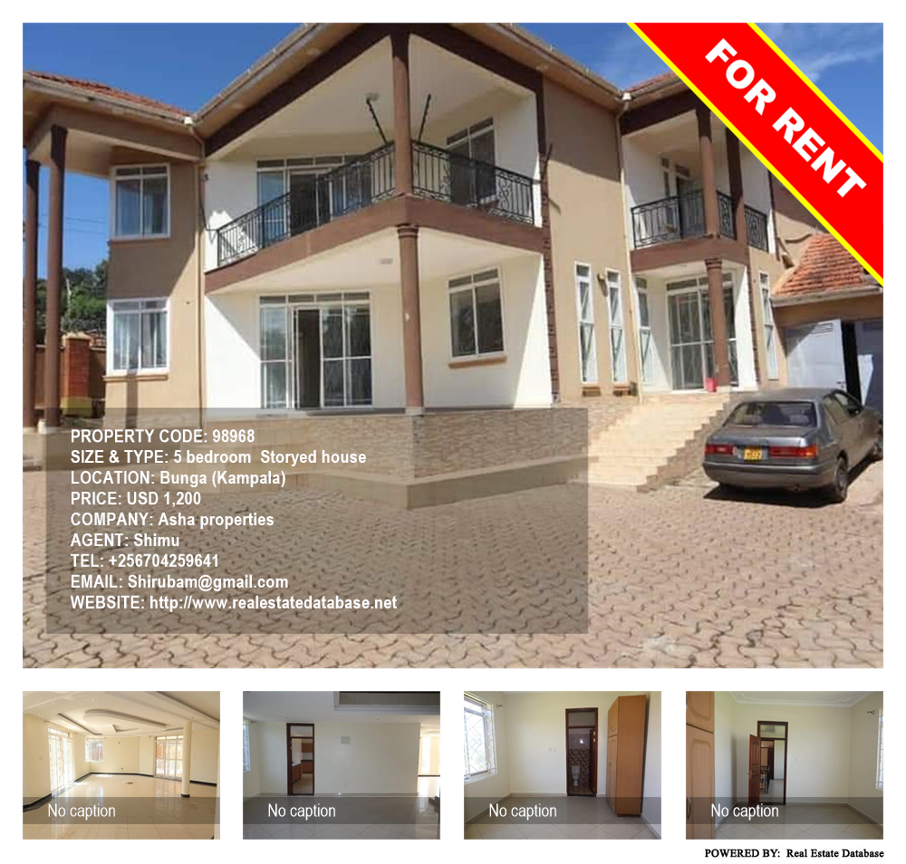 5 bedroom Storeyed house  for rent in Bbunga Kampala Uganda, code: 98968