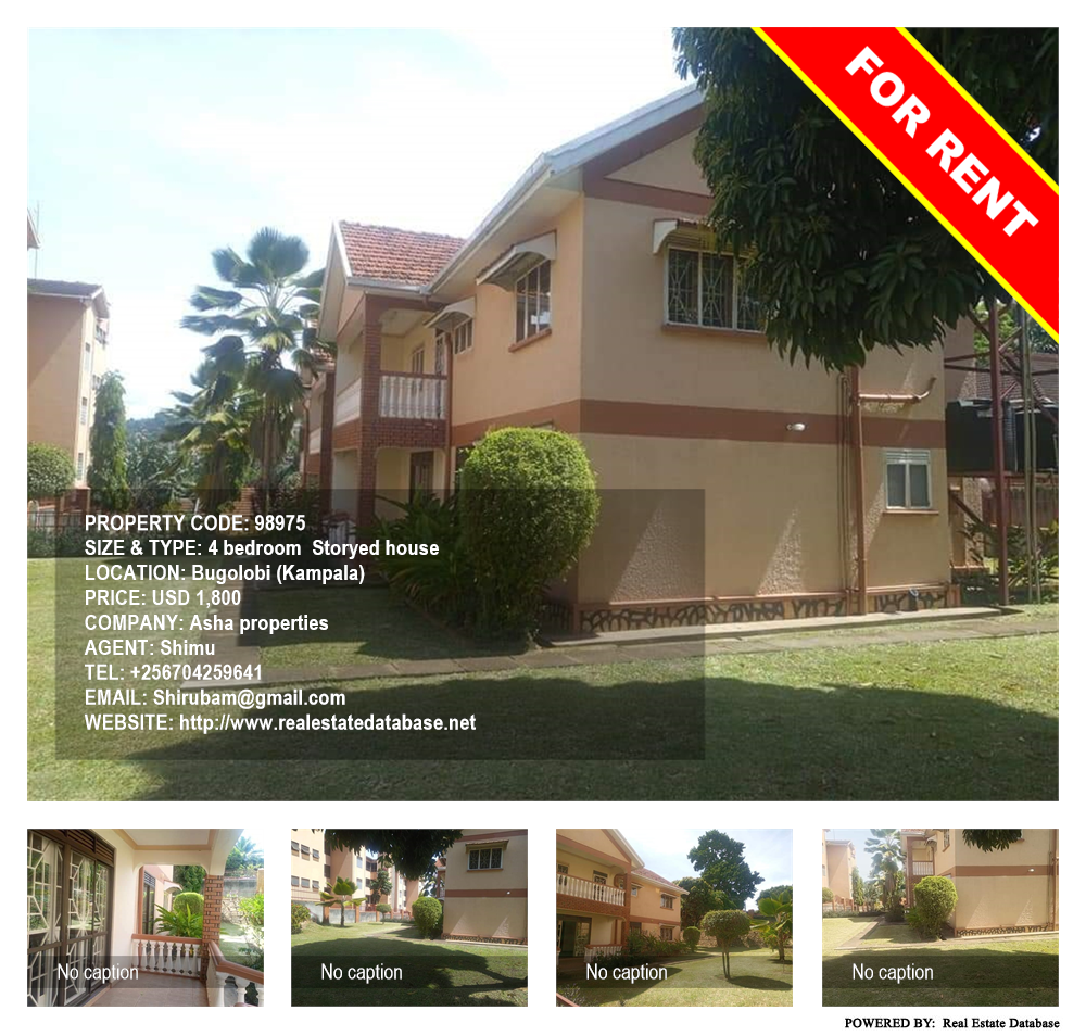 4 bedroom Storeyed house  for rent in Bugoloobi Kampala Uganda, code: 98975