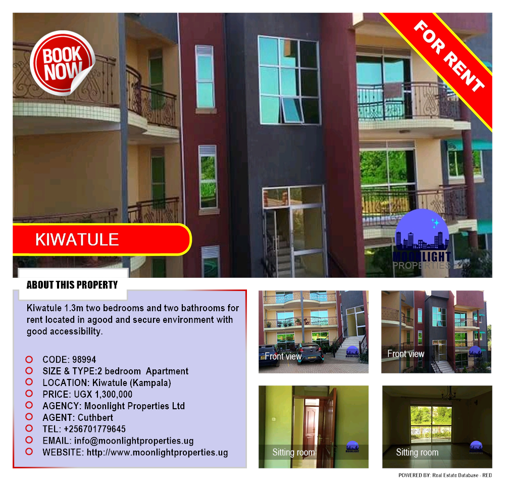 2 bedroom Apartment  for rent in Kiwaatule Kampala Uganda, code: 98994