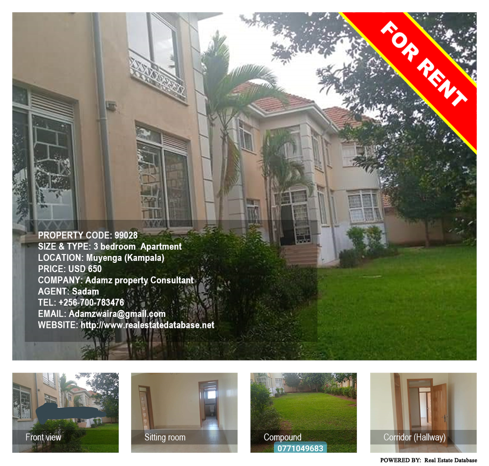 3 bedroom Apartment  for rent in Muyenga Kampala Uganda, code: 99028