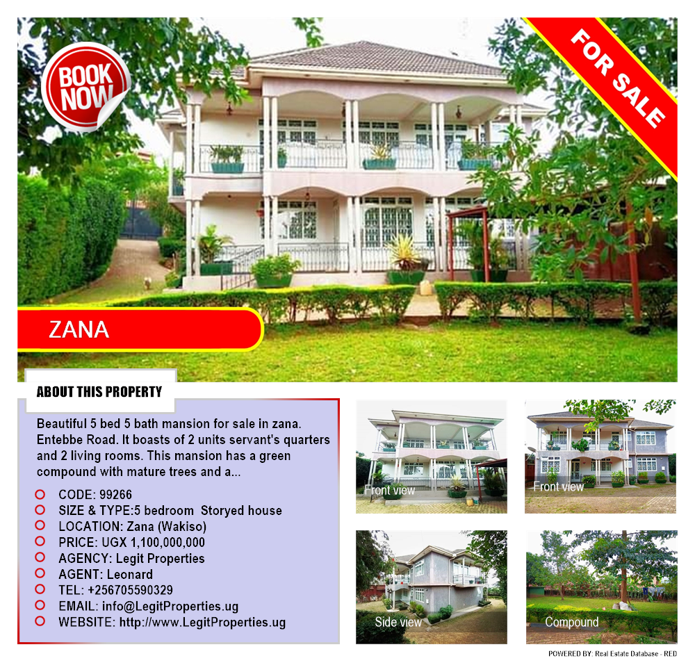 5 bedroom Storeyed house  for sale in Zana Wakiso Uganda, code: 99266