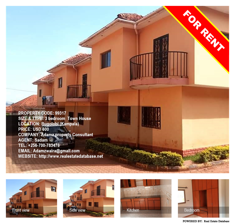 3 bedroom Town House  for rent in Bugoloobi Kampala Uganda, code: 99317