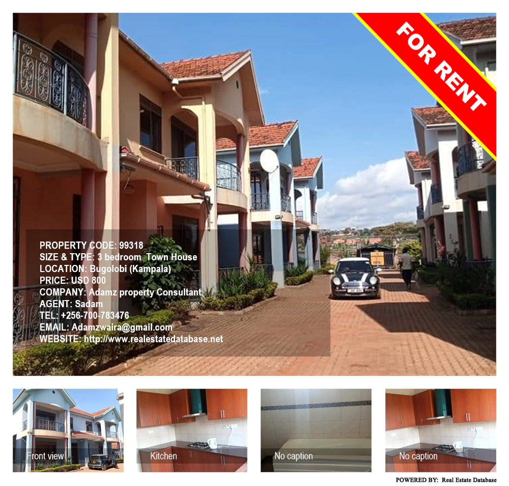 3 bedroom Town House  for rent in Bugoloobi Kampala Uganda, code: 99318