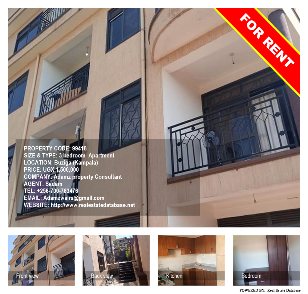 3 bedroom Apartment  for rent in Buziga Kampala Uganda, code: 99418